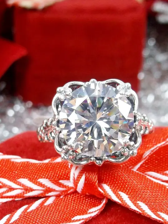 White Cubic Zirconia (CZ) Victorian Ring #D103