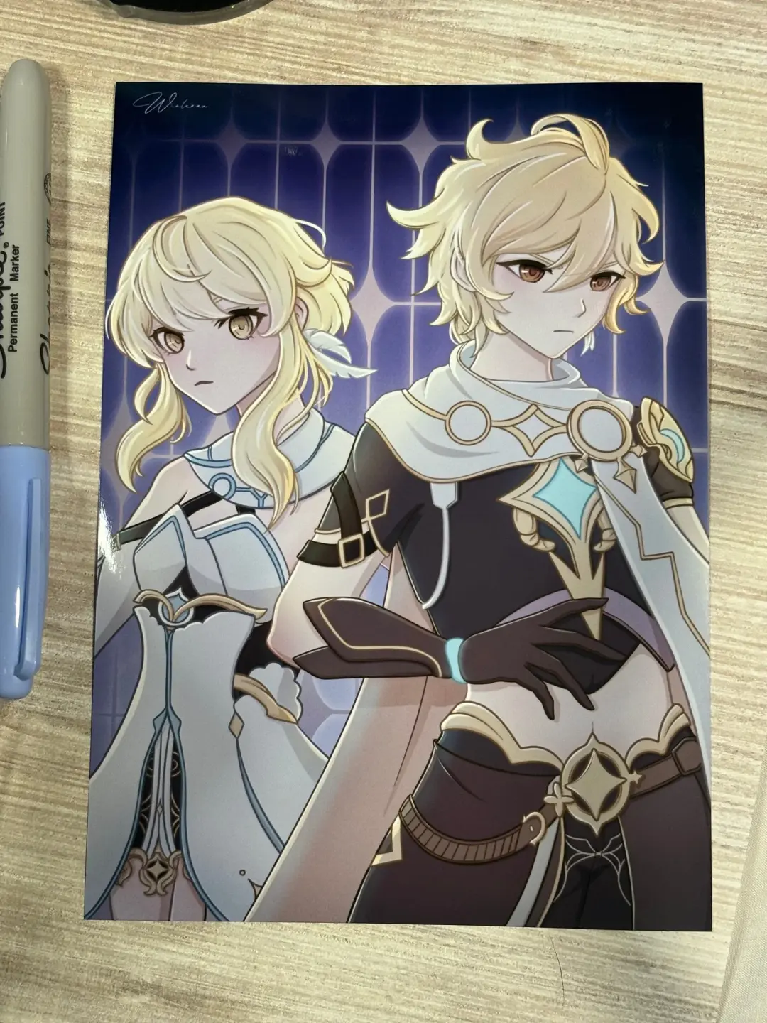 Genshin Impact Traveler Art Print: Aether and Lumine Fanart