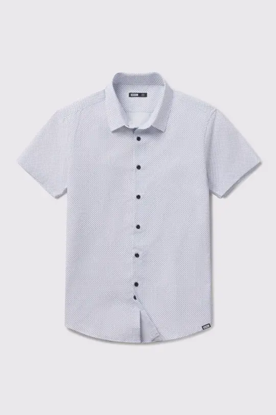 Motive Pattern Short Sleeve Dress Shirt
