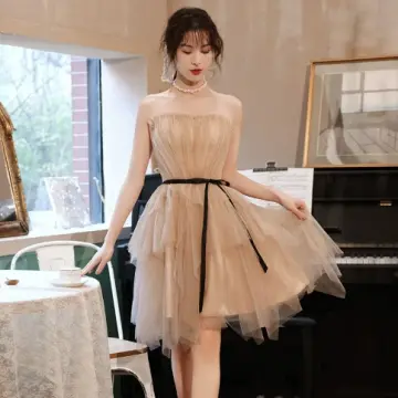 Cute Light Ivory A-Line Strapless Mini Dress with Tulle and Bow-knot Waist Quinceanera Dress Birthday Dress RS029
