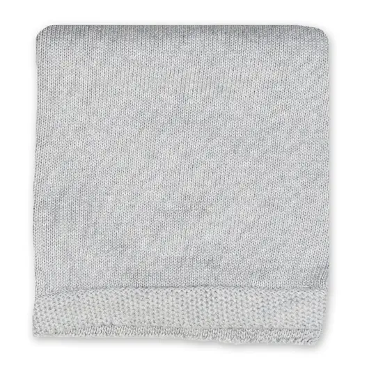 Baby Mode Signature Baby Boys and Baby Girls Knit Blanket with Knit Border, Gray