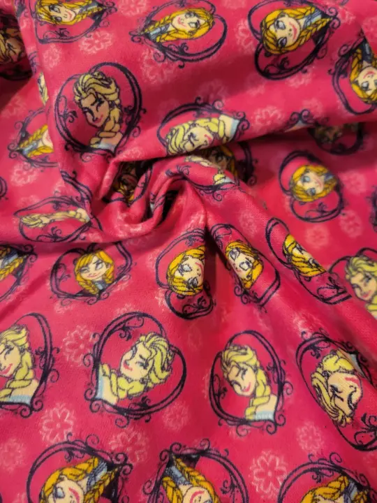 Frozen Flannel Fabric Pink Princess Ana Elsa - By the Yard