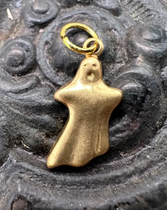 Vintage Little Ghost Raw Brass Charm for bracelet or necklace