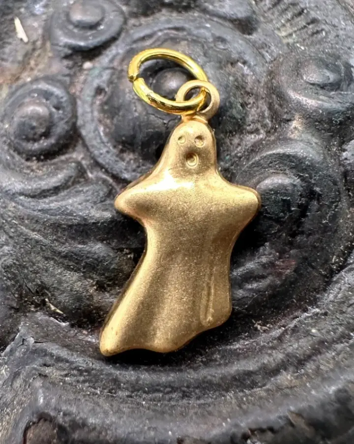Vintage Little Ghost Raw Brass Charm for bracelet or necklace