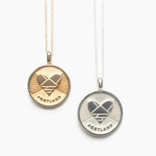 Heart + Portland medallion (chain optional)