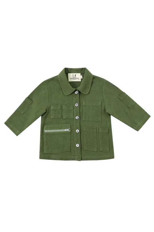 Kid's Adventure Thick Linen Jacket Moss