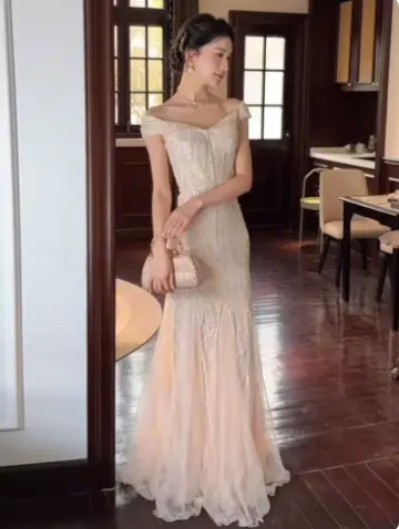 Charming Ivory Prom Gown , Elegant Tulle Maxi Evening Dress Celebrity Dress RS1354
