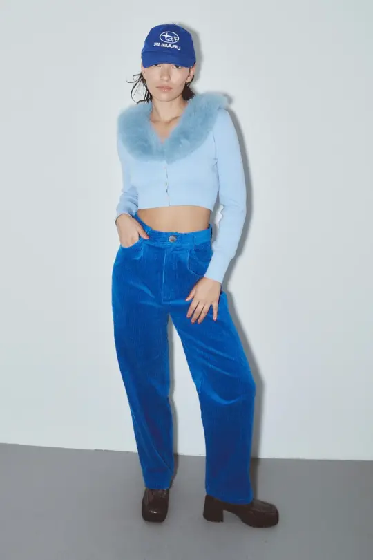 I CAN'T FORGET Corduroy Grampa Trousers Blue