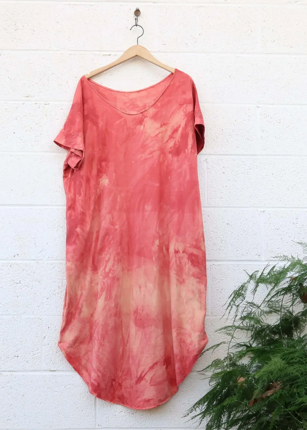 SALE - Everyday Magnolia Bloom Long Kaftan / Flame / M-XL / Organic Cotton (262)