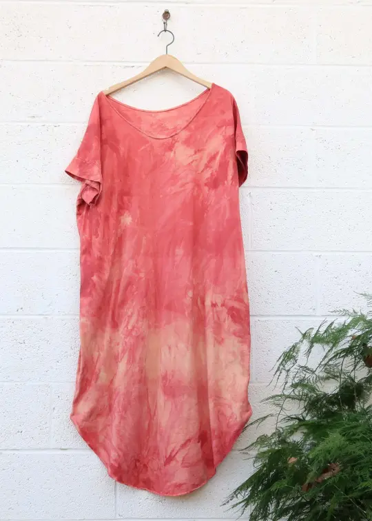 SALE - Everyday Magnolia Bloom Long Kaftan / Flame / M-XL / Organic Cotton (262)