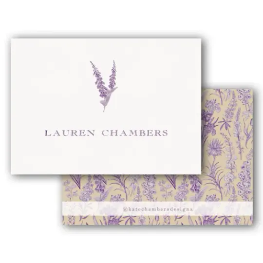 Vintage Botanical Purple and Tan Toile Landscape Women's Enclosure Card