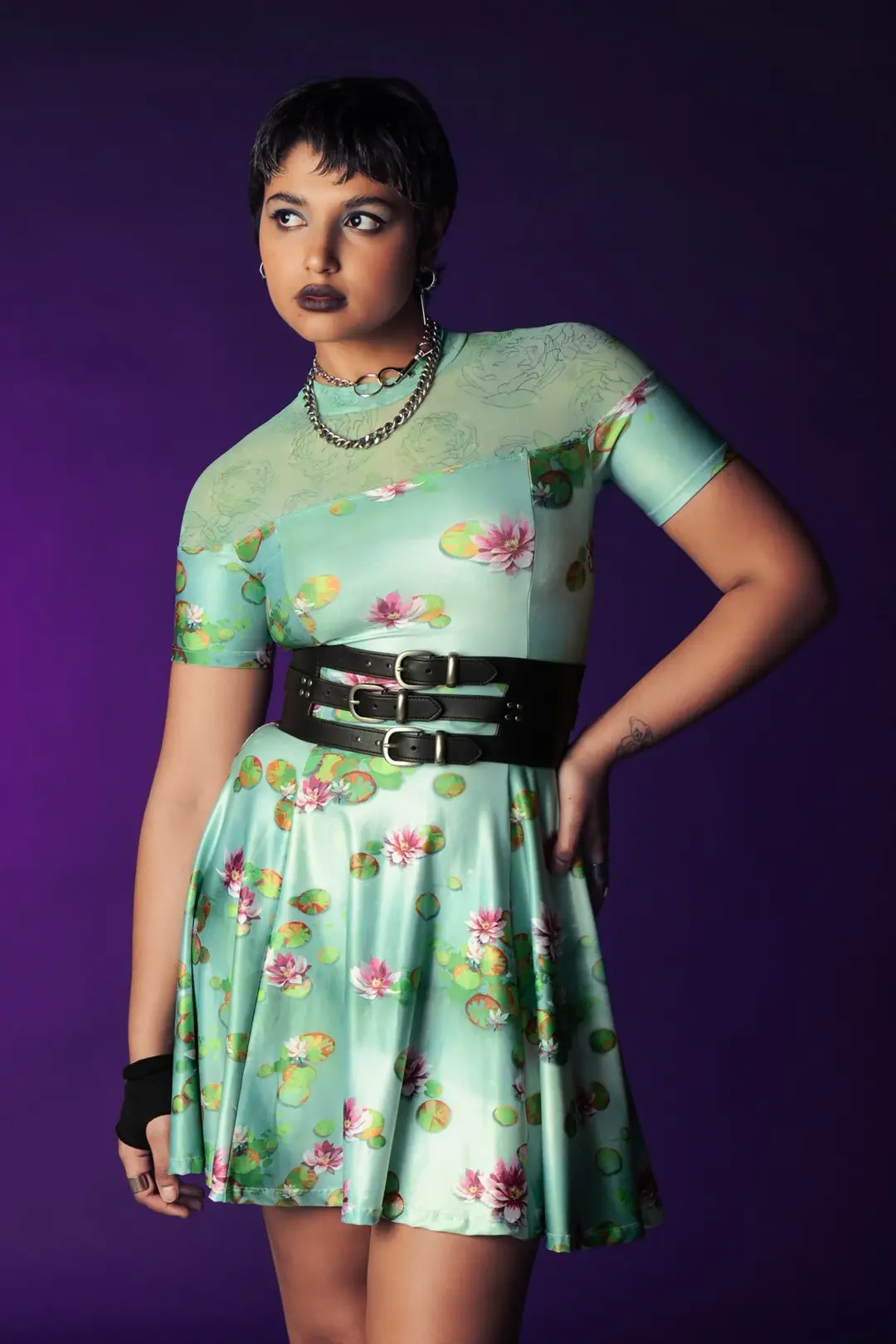 Sanity Check Sheer Splice Evil Tee Dress