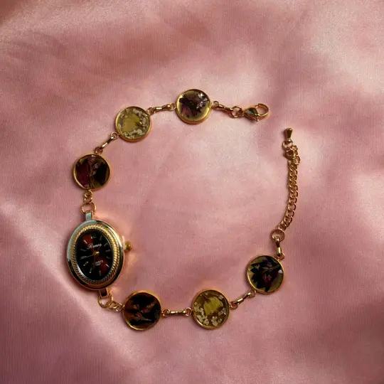 Caramel - Gold Real Flower Watch Bracelet