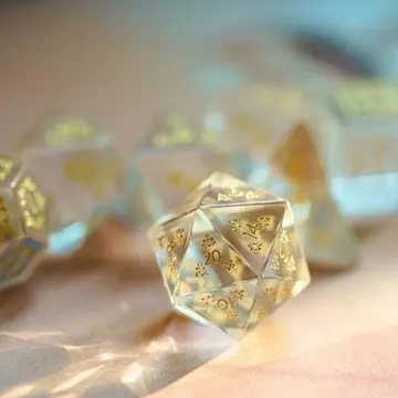 Carved Glass Dice Set – 7-Piece Semi Precious Gemstone DnD Dice