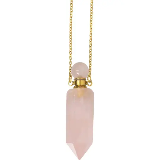 Rose Quartz Perfume Bottle Necklace
