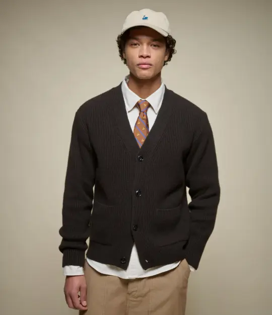 Sturdy Ribbed Merino Wool-Cashmere Cardigan