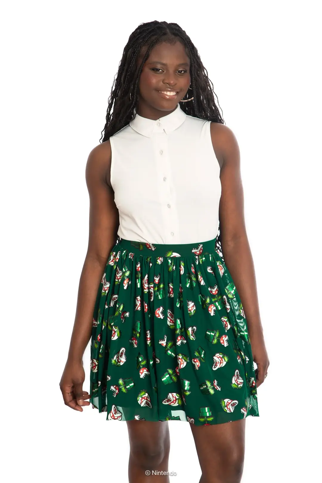 Piranha Plants Sheer Skater Skirt