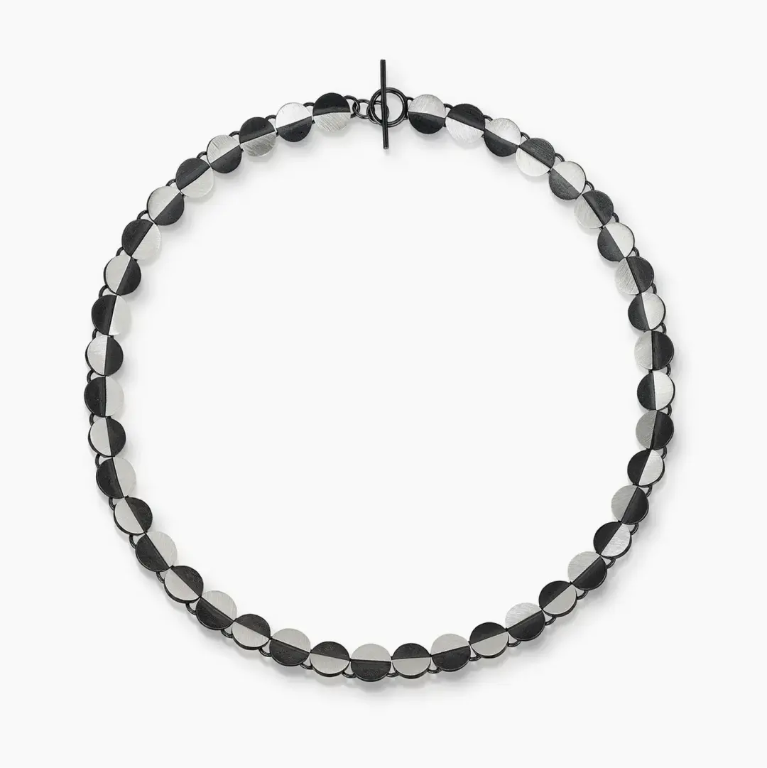 Eclipse Circle Half & Half Link Necklace