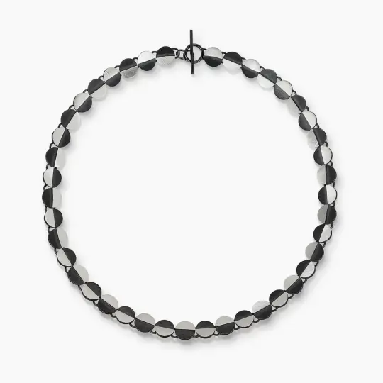 Eclipse Circle Half & Half Link Necklace