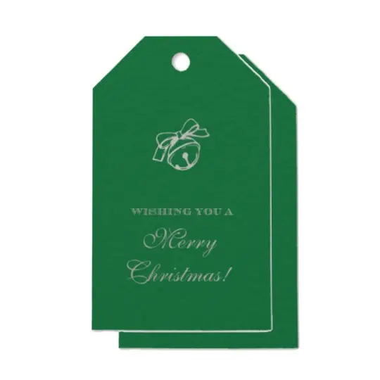 Wishing You a Merry Christmas Bell Silver Foil Gift Tag