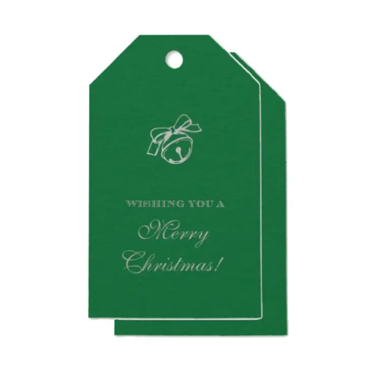 Wishing You a Merry Christmas Bell Silver Foil Gift Tag