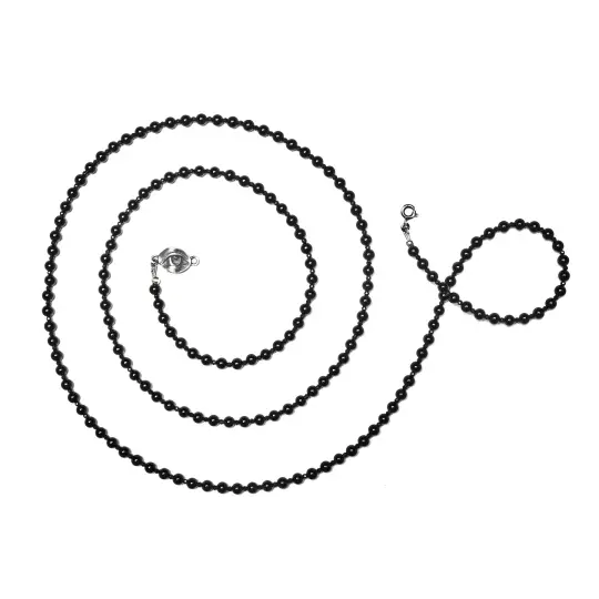 Elongated Morgana. Onyx Mourning Beads.