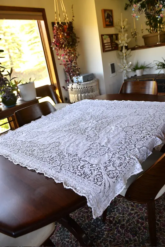 Small Quaker Lace Vintage Tablecloth #12
