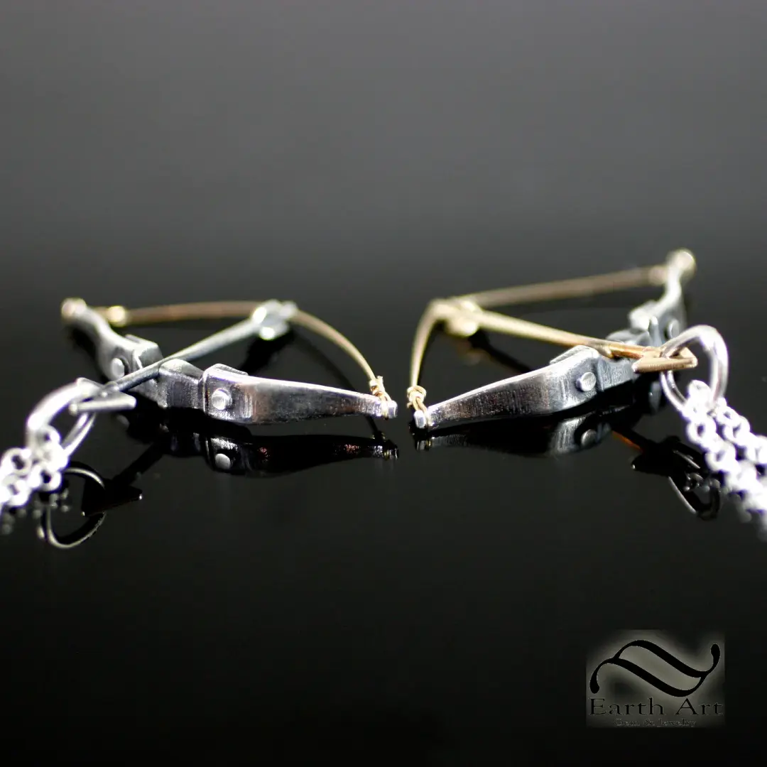 Modern Takedown Recurve Bow Pendant in Sterling Silver and 14k gold