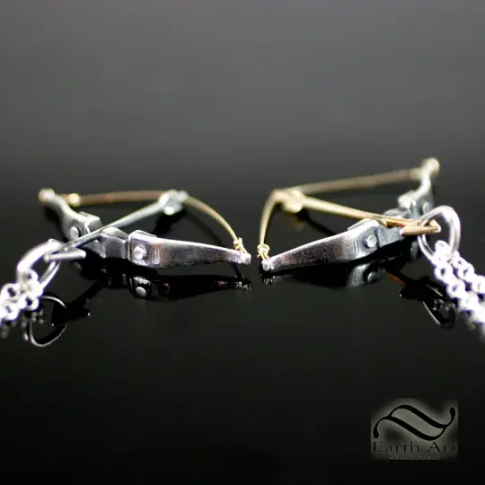 Modern Takedown Recurve Bow Pendant in Sterling Silver and 14k gold