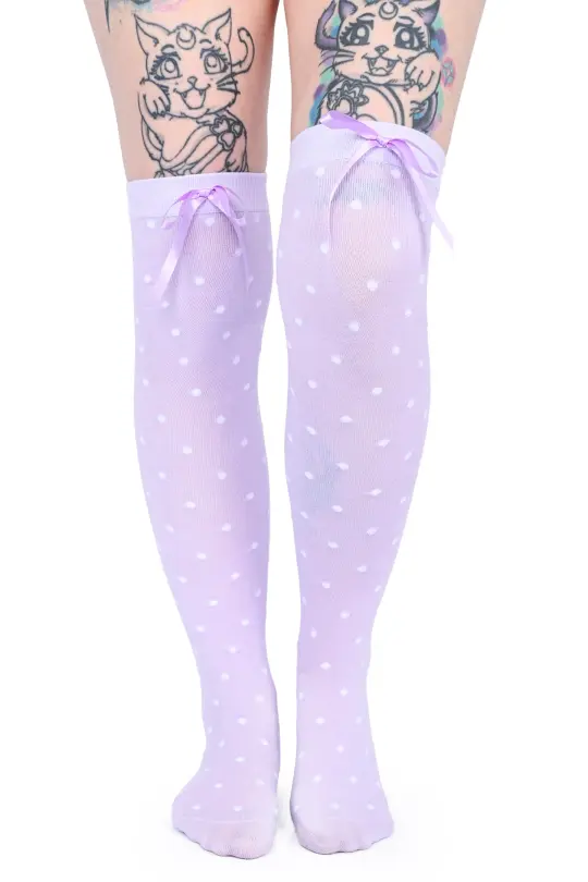 Knee High Dot Socks - Lavender