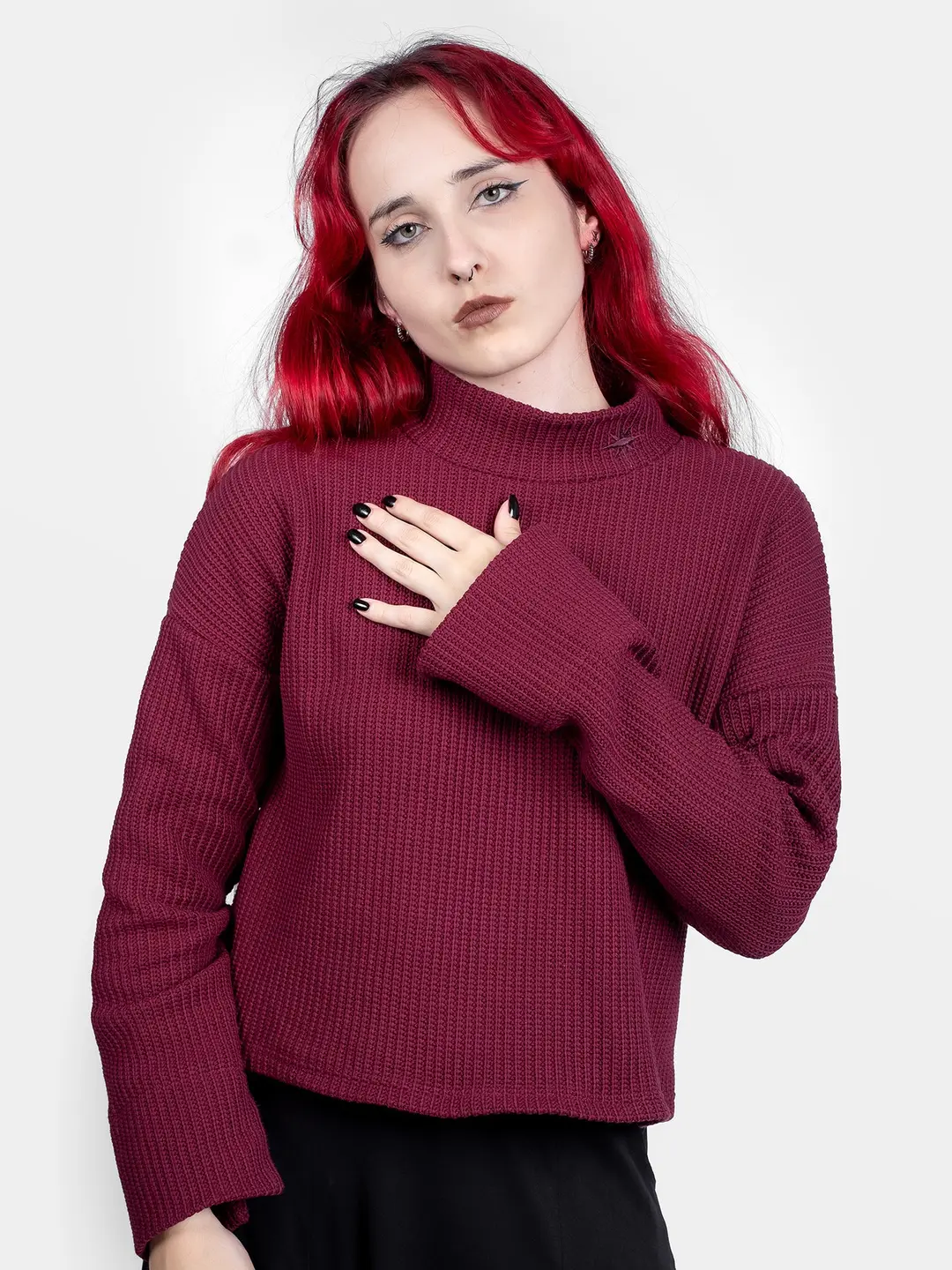 Bordowy sweter z golfem Astrid