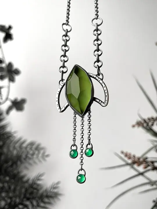 Glowing Glass Marquise Moon Pendant