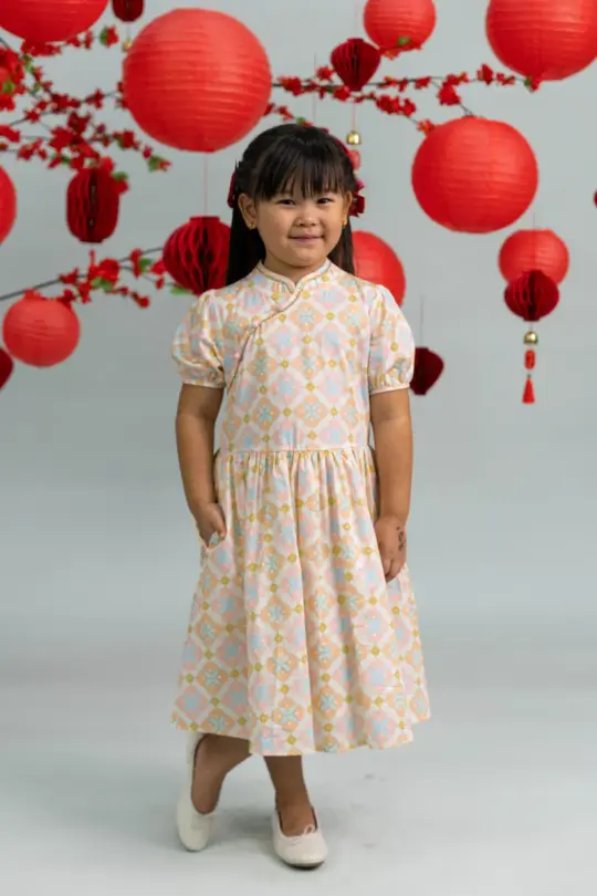 Giselle Cheongsam - Cream Lucky Coins