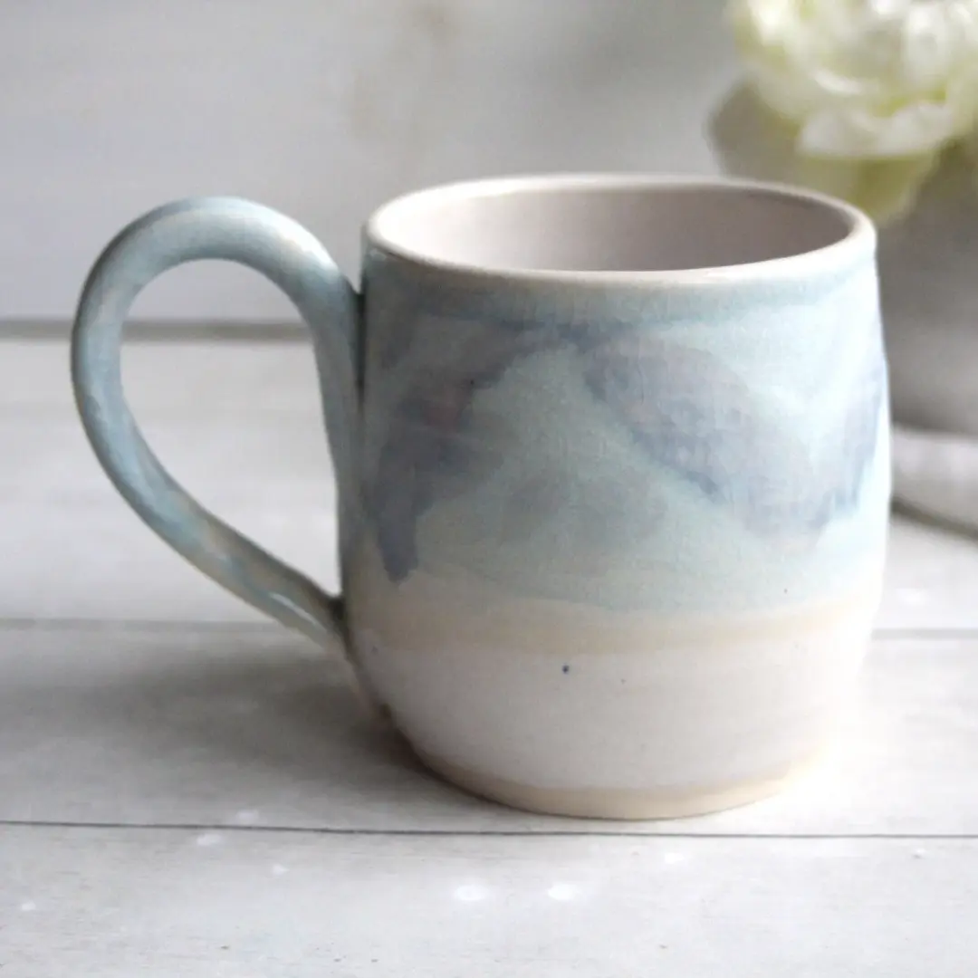 Handmade Pottery Mug in Soft Matte Blue Glaze, Made in USA