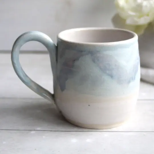 Handmade Pottery Mug in Soft Matte Blue Glaze, Made in USA