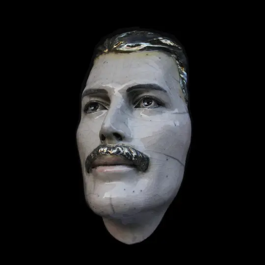 Freddie Mercury Raku Painted Ceramic Face Mask