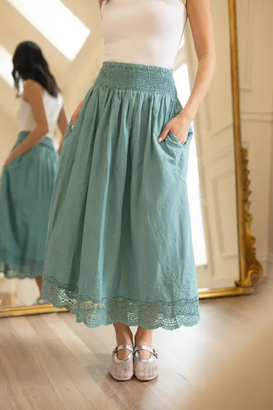 Messina Skirt in Dusty Teal