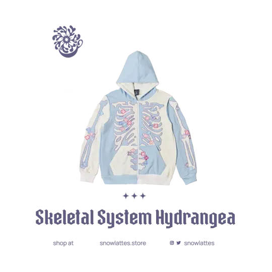 Skeletal System Hooded Jacket - Hydrangea
