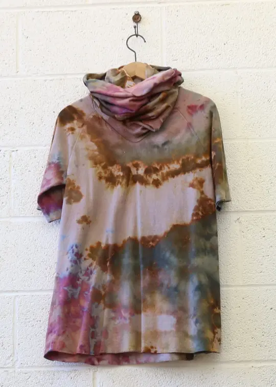 OOAK -  Chunky Cowl Raglan Shirt / L / MED Hemp/Organic Cotton / Ice Dye (138)
