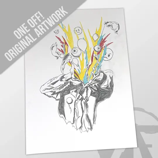 ORIGINAL ARTWORK SKETCH for Massive Wagons 'Billy Balloonhead' T-shirt Design,