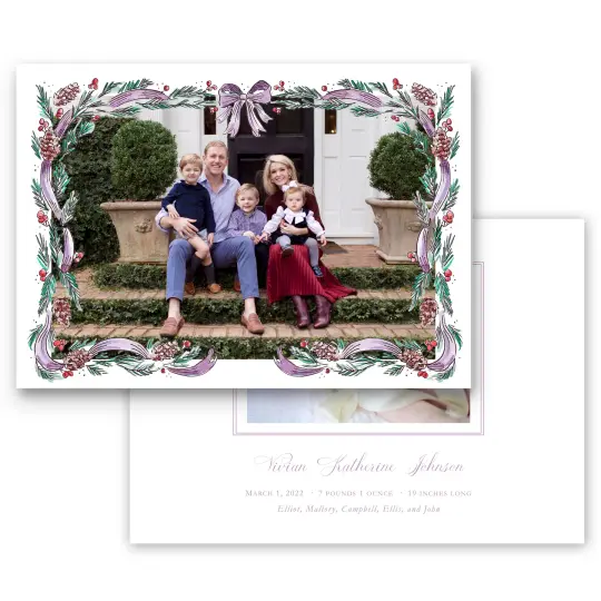 Lilac Pinecone Birth Announcement #2