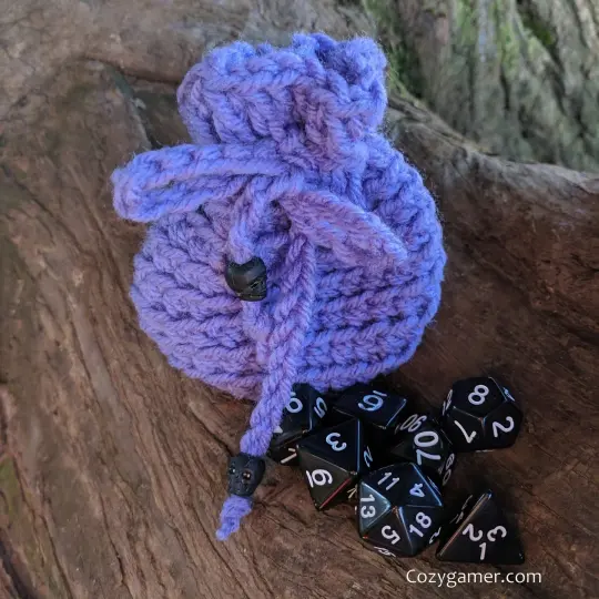 Skulls Dice Bag – Crocheted Drawstring Skull Motif DnD Dice Storage