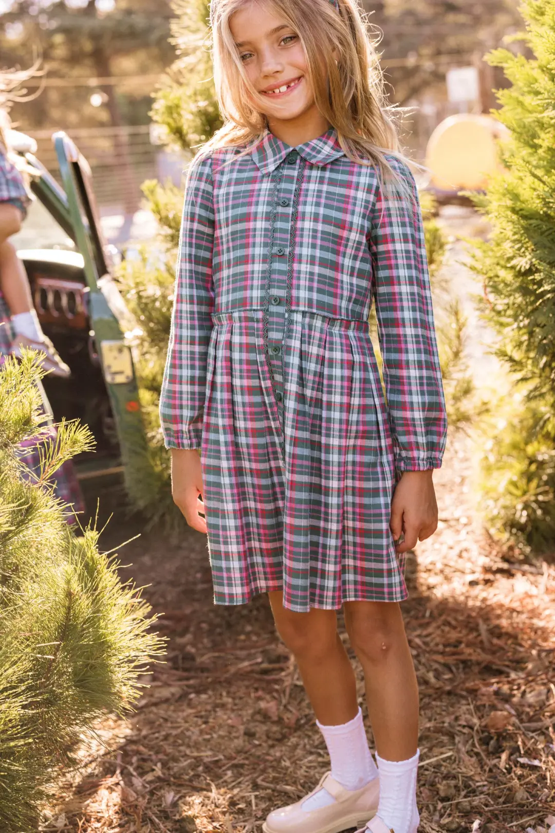 Mini Bowie Long Sleeve Dress in Season's Greetings Plaid