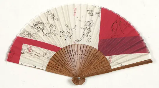 Cotton & bamboo fan - Rabbits and frogs