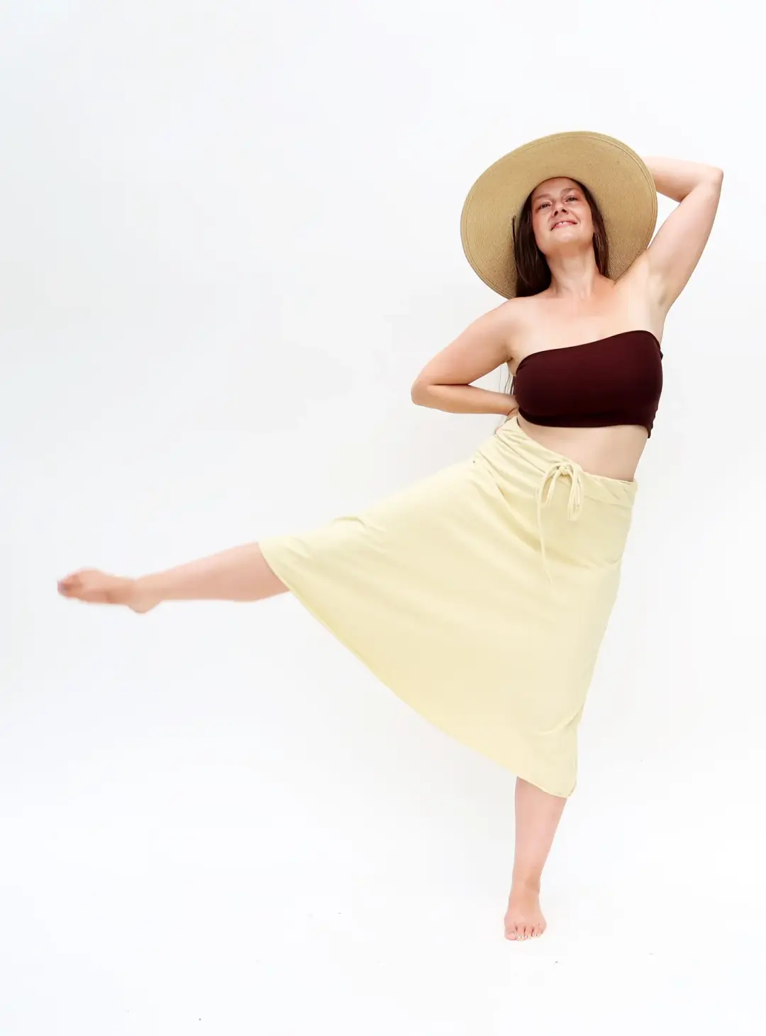 Drawstring Waist Wanderer Below Knee Skirt