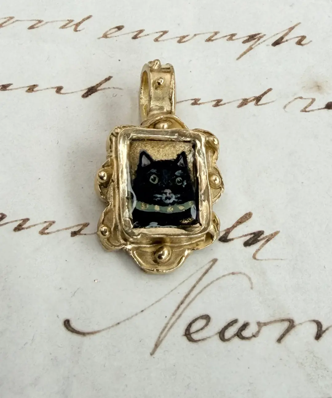 Tiny Black Cat Pendant