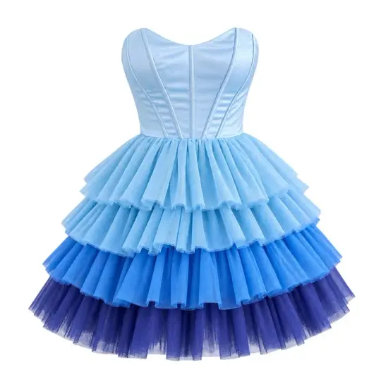 Tulle Ruffled Corset Homecoming Dress , Colorful Women's Short Prom Dress Summer Dress RS2144