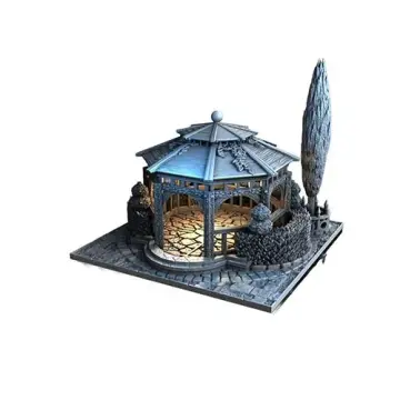 Unpainted 28mm 3D-printed domed town square gazebo — tabletop RPG terrain for D&D, Pathfinder & wargaming