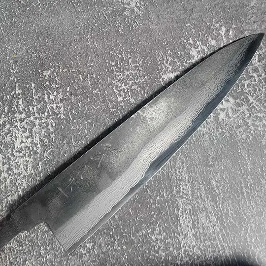 Shigeki Tanaka Aogami #2 Kurochi Damascus 240mm Gyuto No Handle
