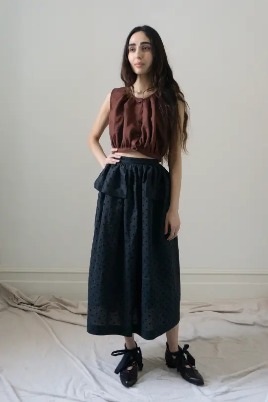 Nova Linen Skirt - Black Dotted Swiss